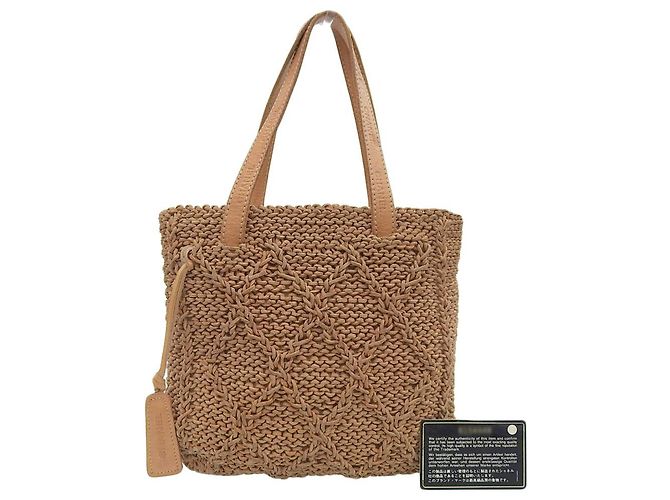 Bolsa de mão de couro trançado camel da Chanel Marrom Camelo