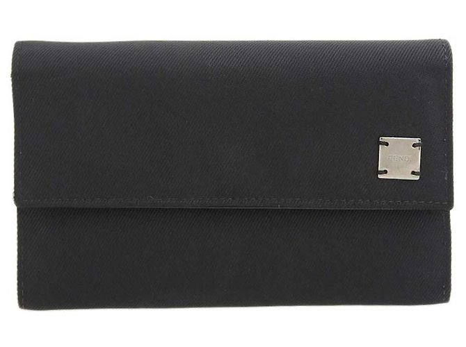Fendi Logo Tri-Fold Wallet Black