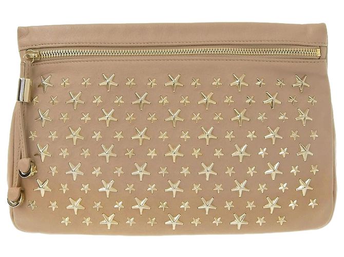 Jimmy Choo Zena Leather Clutch Pink Beige