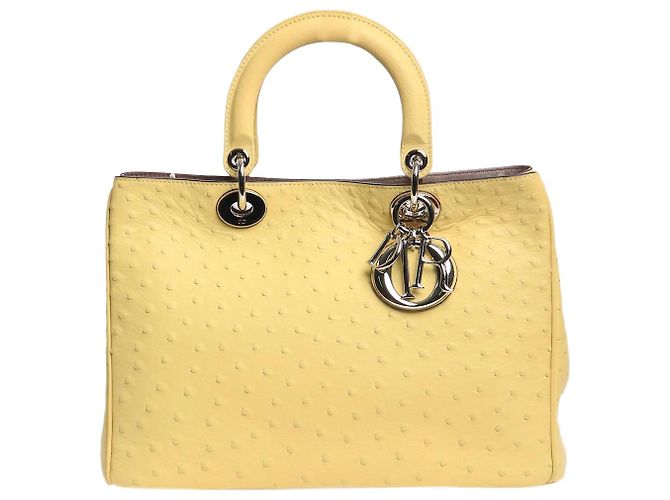 Borsa 2 in 1 Diorissimo 2013 gialla in pelle di struzzo Giallo