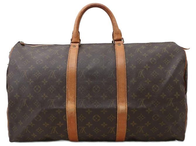 Borsa da viaggio Louis Vuitton Keepall Monogram Pelle Marrone