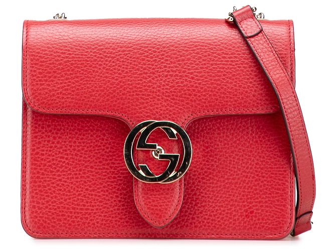 Gucci Rosso Piccolo Dollar in Pelle di Vitello Borsa a Spalla Interlocking G