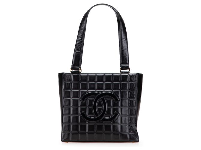 Bolso Tote de Cordero Negro CC Chocolate de Chanel