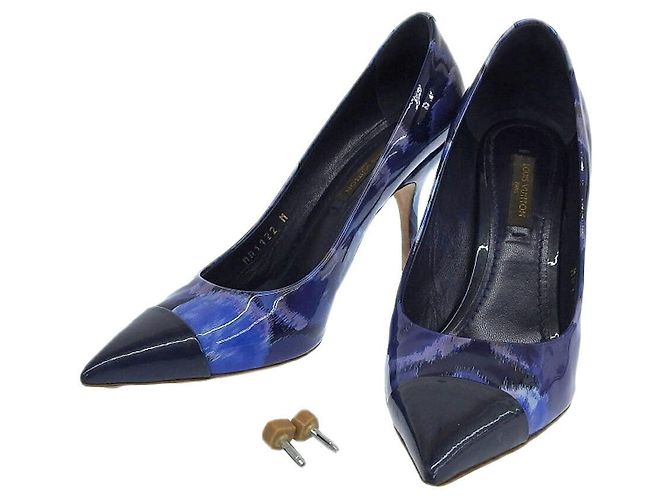 Escarpins à talons hauts floraux navy Louis Vuitton Bleu Bleu Marine