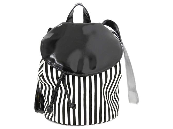 Salvatore Ferragamo Stripe Backpack Black White