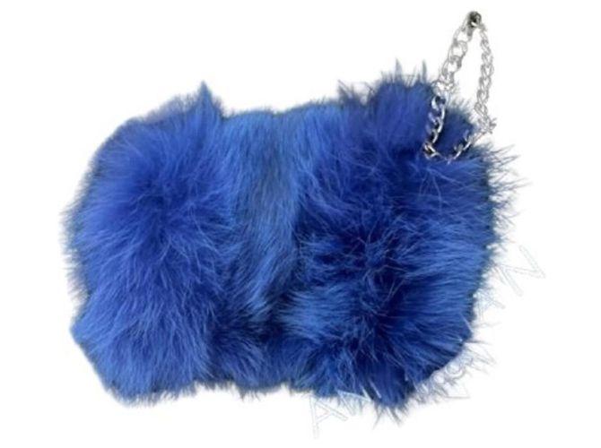 Autre Marque Clutch em pele de raposa azul flor de milho e couro novo Azul claro