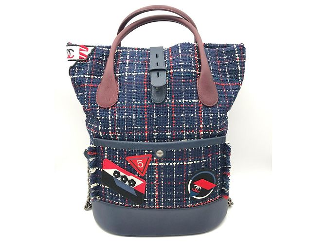 Bowling Chanel Backpacks Blue