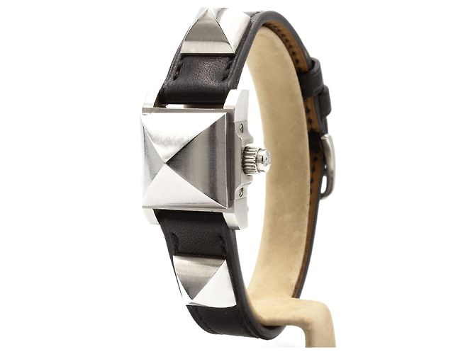 Relógio Hermès Médor aço mostrador preto Prata