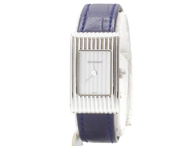 Reloj rectangular de acero modelo "Reflet" de Boucheron. Plata 