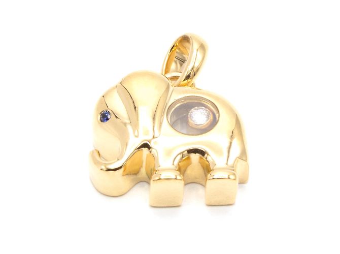Chopard Happy Diamonds Elefant Anhänger Gelbgold Saphir Golden