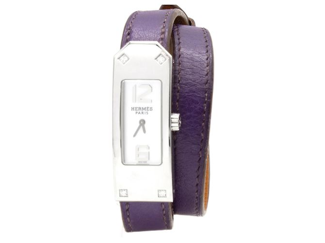 Hermès Relógio Hermes Kelly II (REF : KT1.230) com diamantes. Prata 