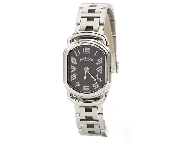 Espléndido reloj de dama Hermès, modelo Rallye. Plata