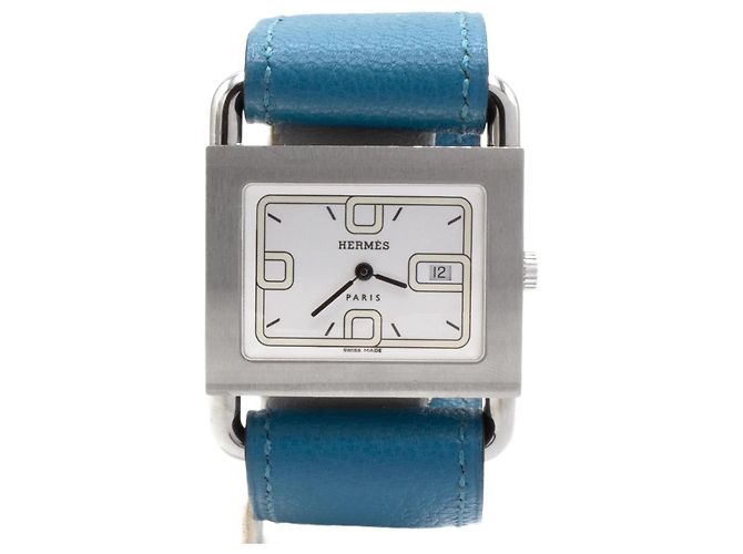 Relógio Hermès Barenia BA1.510 pulseira de couro azul