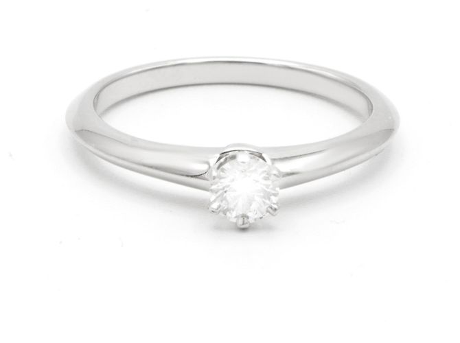 Tiffany & Co Solitaire Diamantring Platin 0,20ct Größe 51 Silber