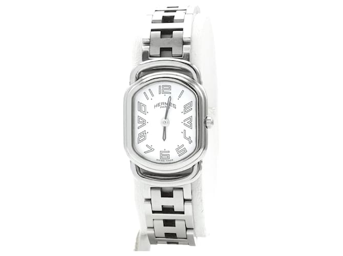 Montre Hermès, modèle Rallye RA1.210 (PM / petit modèle) pour femme. Argenté 