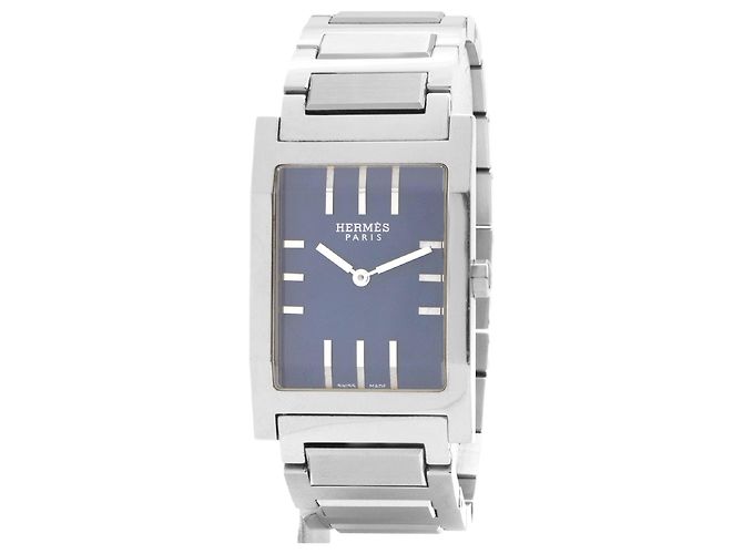 Orologio Hermès Tandem acciaio quadrante blu Argento