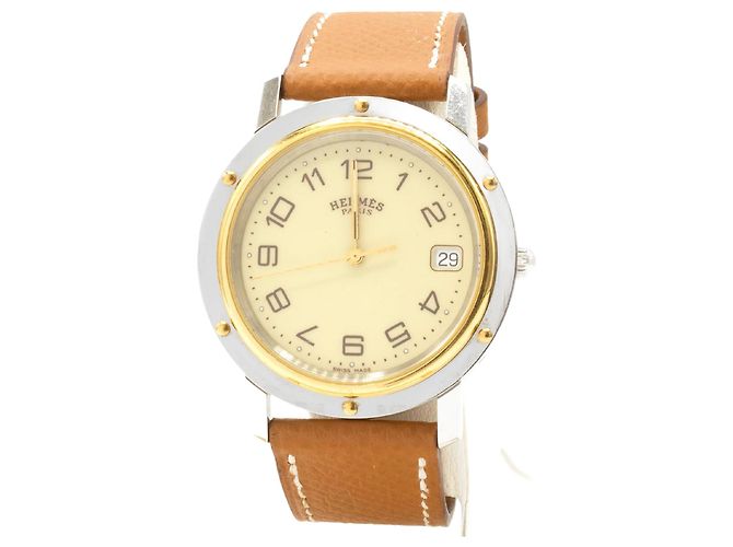 Relógio Hermès "Clipper" em aço Dourado 