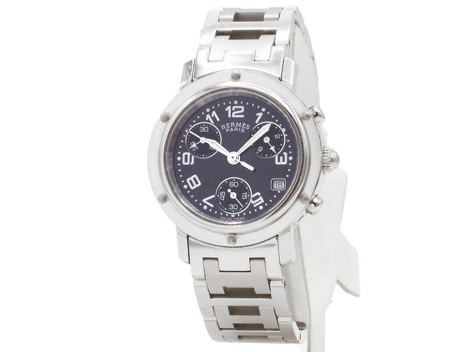 Hermès Relógio Hermes Clipper Chrono em aço Prata