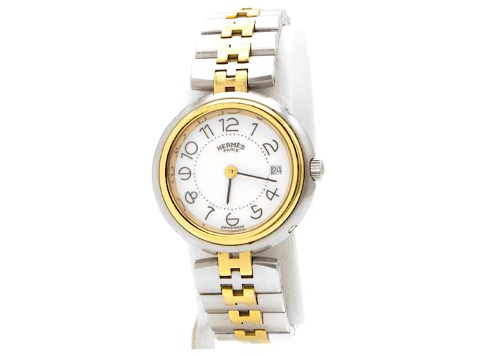 Linda relógio Hermès em ouro/aço em muito bom estado, modelo "Profile". Dourado 