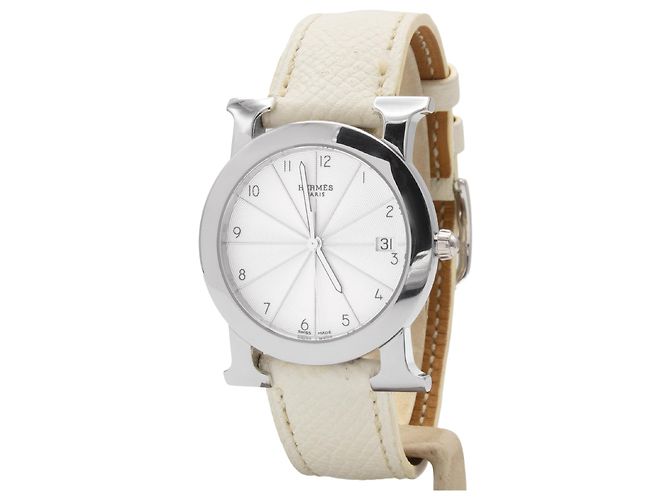 Hermès Relógio Hour H Round muito bonito. Prata