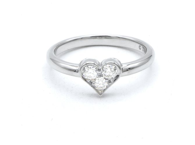 Tiffany & Co Sentimental Heart Ring Platin Diamanten Größe 51 Silber