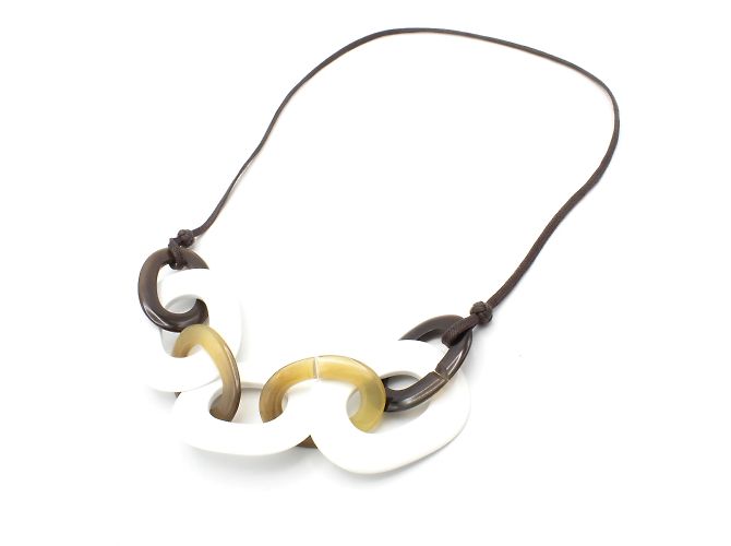 Collier Hermès Karamba en corne de buffle et laque blanc Multicolore 