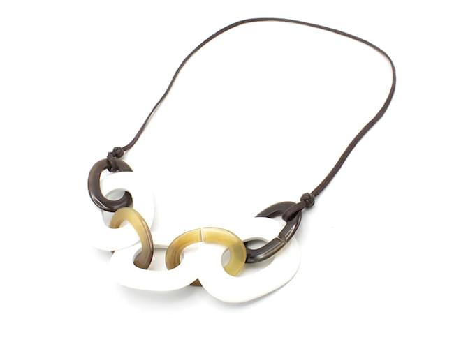 Hermès Karamba necklace buffalo horn and white lacquer Multiple colors 