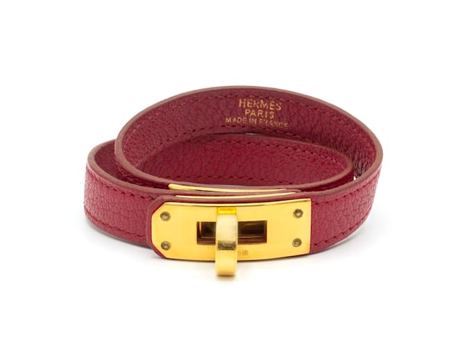Lovely Hermès Kelly Double Tour bracelet. Red 