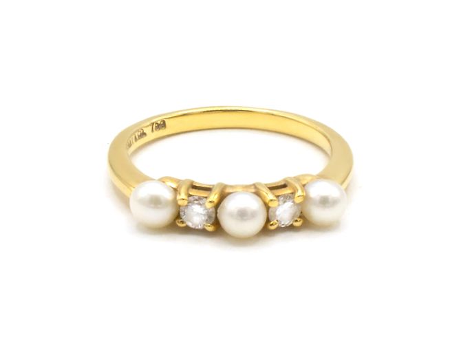 Anello Tiffany & Co Oro Giallo 18k Perle e Diamanti D'oro