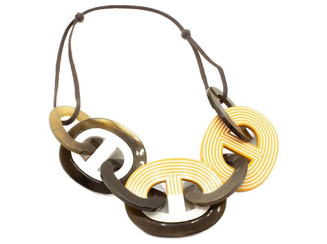 Collar Hermès Karamba de cuerno de búfalo y cuerno lacado Multicolor