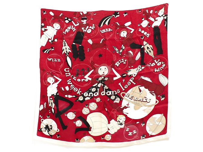 Sciarpa Hermès Quadrato 70 in seta rossa Un weekend dans l'espace Rosso