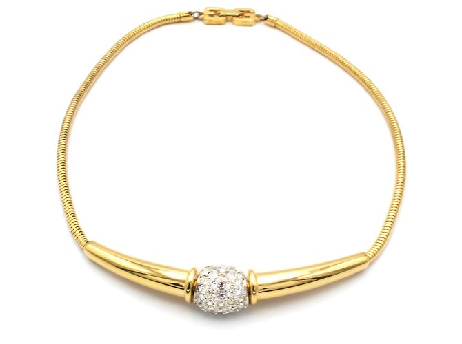 Collier Givenchy en métal plaqué or avec fermoir logo Doré
