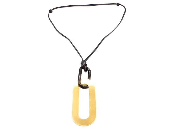 Hermès necklace buffalo horn and gold plated metal Golden 