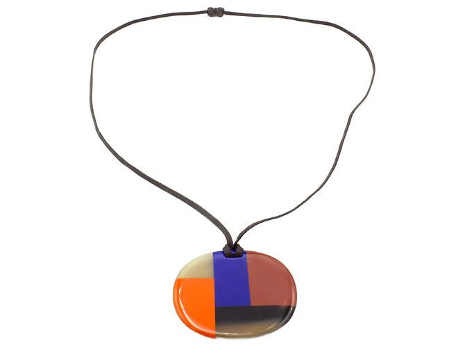 Hermès necklace buffalo horn pendant multicoloured Multiple colors 