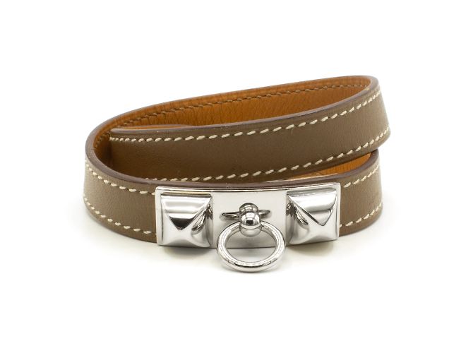 Médor Hermès Rivale Doppel-Tour-Armband; Silber 