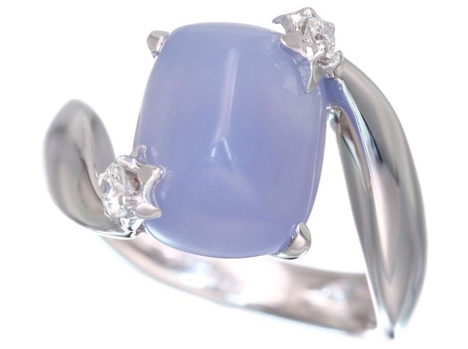 Chanel Ring aus Weißgold mit Chalcedon und Diamant Größe 49 Silber