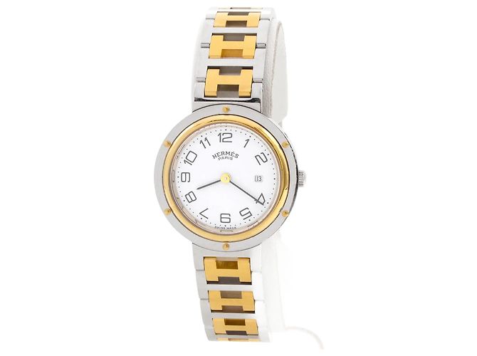 Relógio Hermès "Clipper" em aço, diâmetro de 30 mm. Dourado