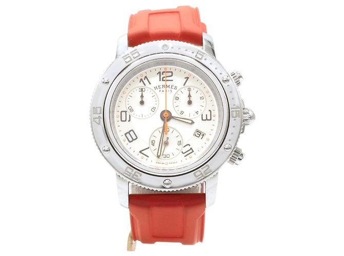 Relógio Hermès Clipper Chrono (modelo CP2.410). Prata