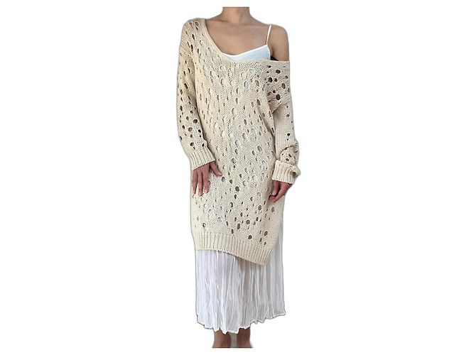 Abito Twin Set in cotone bianco e beige