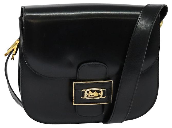 Céline Sulky Schultertasche aus Leder Schwarz Gold Auth BA3771 Golden
