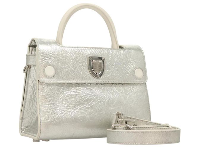 Borsa Ever Mini in pelle 2 in 1 argento Auth bs27633 Christian Dior