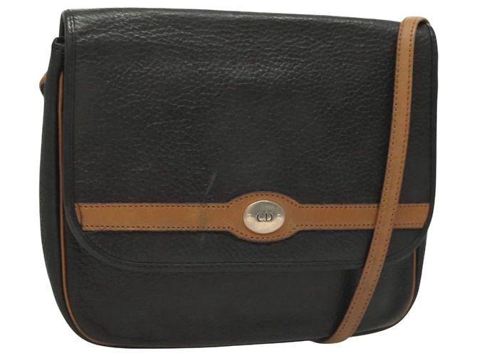 Borsa a Spalla Christian Dior in Pelle Nera e Oro Auth BA3826 Nero D'oro
