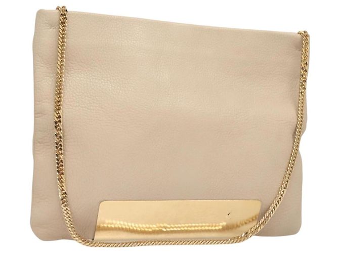 Borsa a Spalla in Pelle Beige e Oro Jimmy Choo Auth bs27431 D'oro
