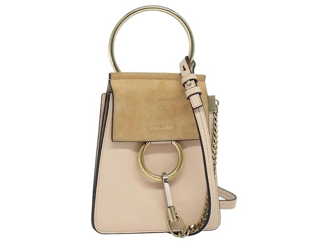 Chloé Bolsa de mão Chloe Fay em couro 2 em 1 rosa dourado Auth BA3740