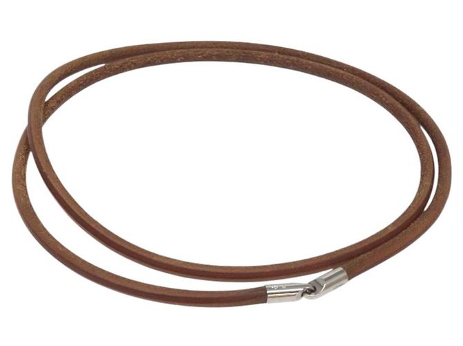 Hermès HERMES Laniere Armband aus braunem Leder Authentisch bs27243