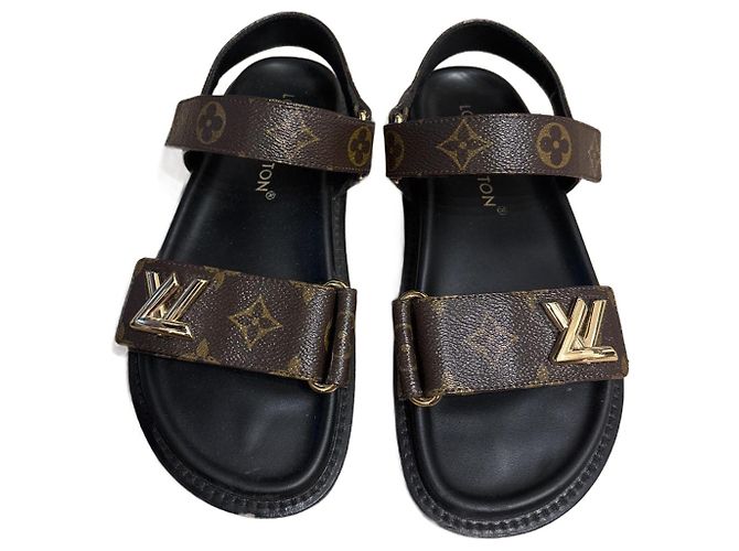 Sandali Louis Vuitton in pelle marrone