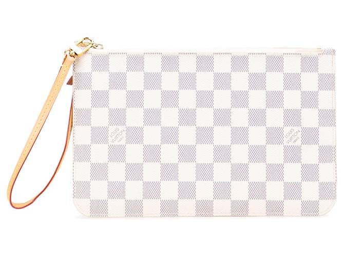Louis Vuitton White Damier Azur Neverfull MM Pouch Cloth Pony-style calfskin  ref.2361312