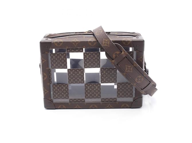 Louis Vuitton Slim Soft Trunk Shoulder Bag Brown Cloth Plastic  ref.2361393