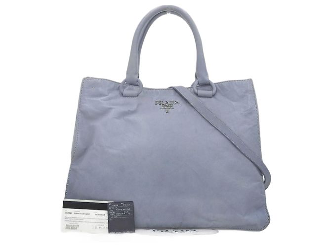 Bolsa 2WAY em couro nappa antigo Prada BN2321 Azul Azul claro