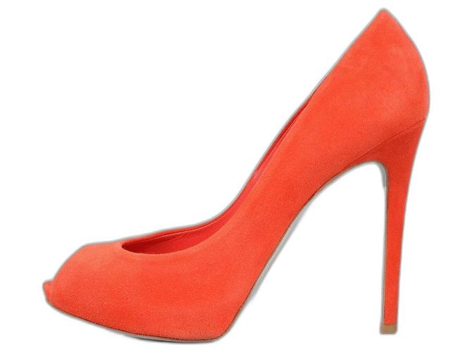 Rene Caovilla Suede Heels Coral